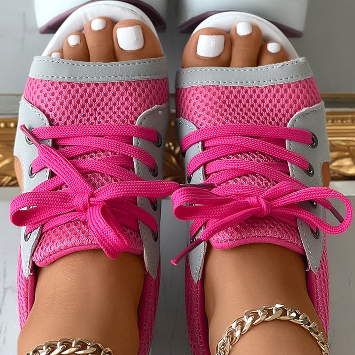 Cutout Lace-up Muffin Sandals